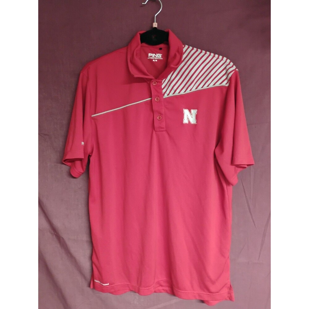 Ping Red Nebraska Cornhusker Golf Polo Medium Shirt Men